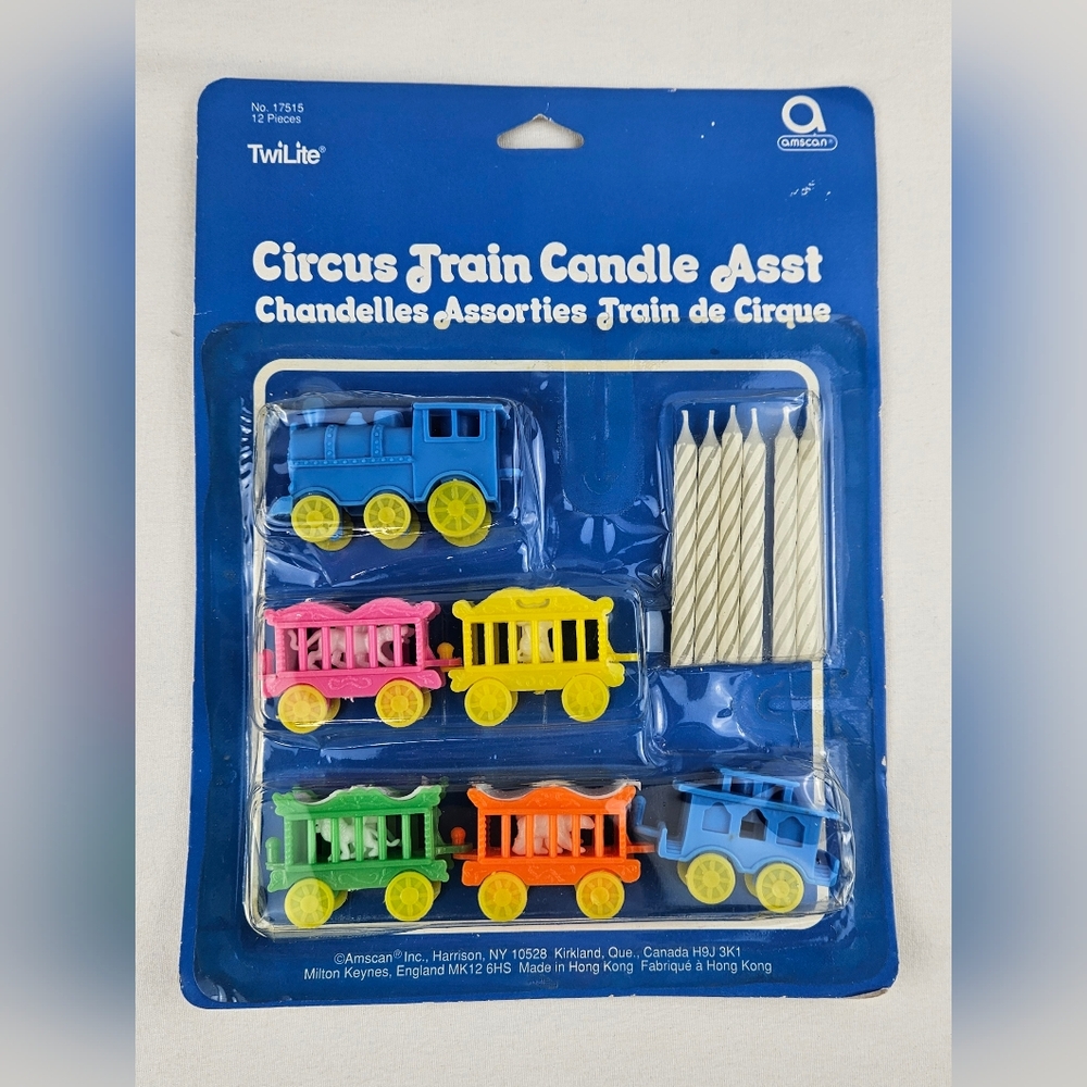 Vintage Circus Train Candle Set - Blue, Yellow, Pink, Orange Birthday